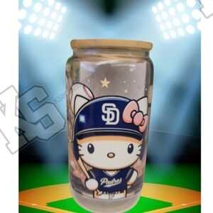 Hello Kitty Baseball Glass Tumbler